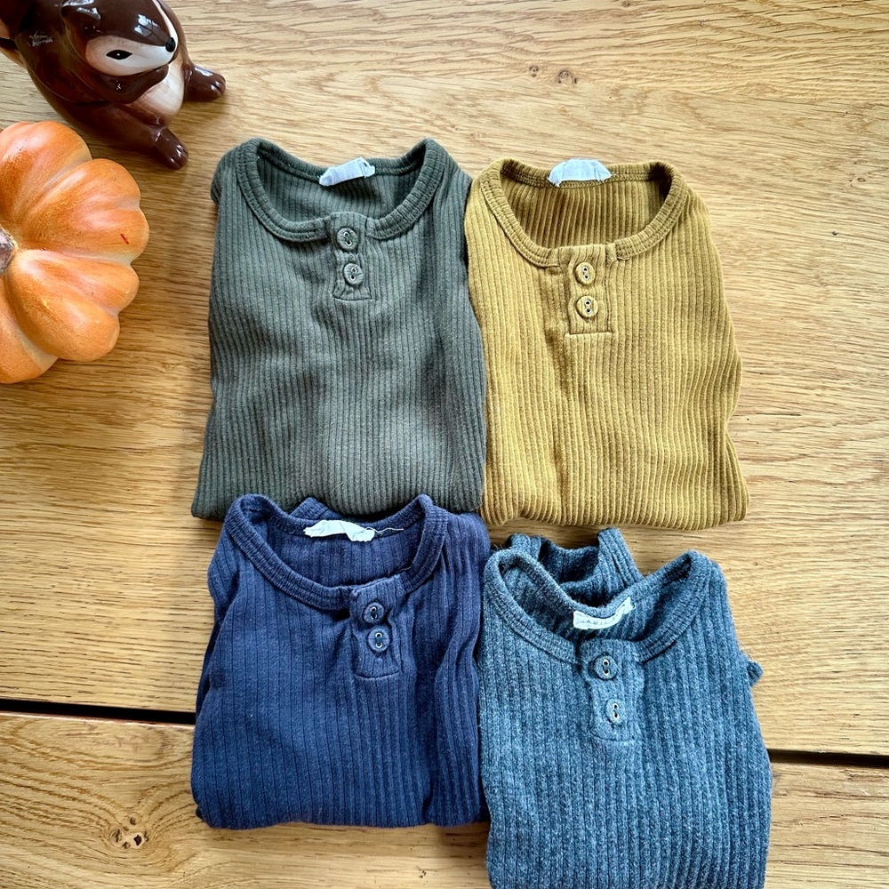 Jamie Kay Kids Four Ribbed Bodysuits - Green, Yellow, Blue, Gray